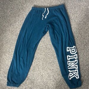 PINK Victoria's Secret Teal Jogger Sweatpants with White Logo